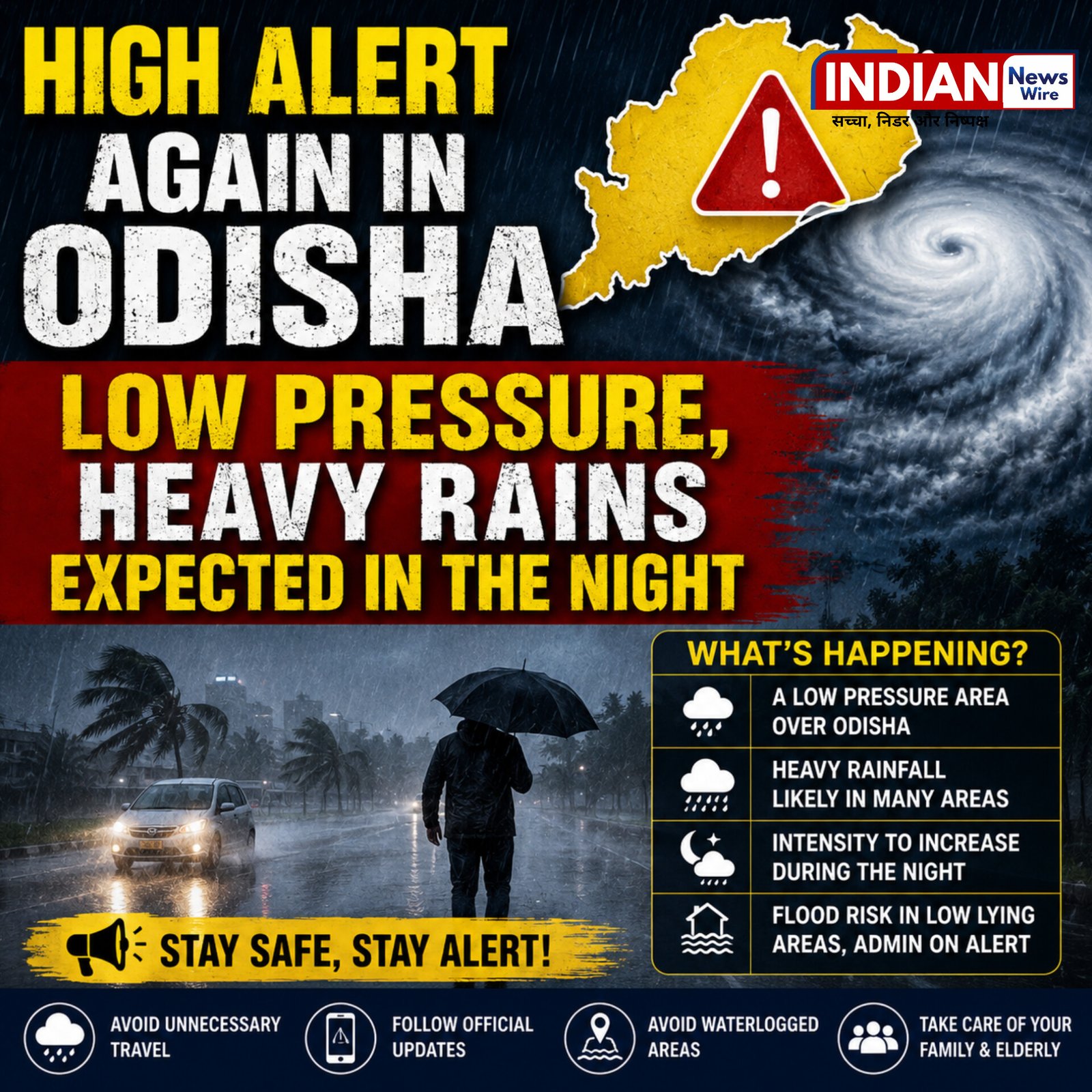 🔴 Breaking: Odisha Weather Alert: Fresh Low Pressure to Intensify Rain, Orange Alert in Keonjhar & Mayurbhanj